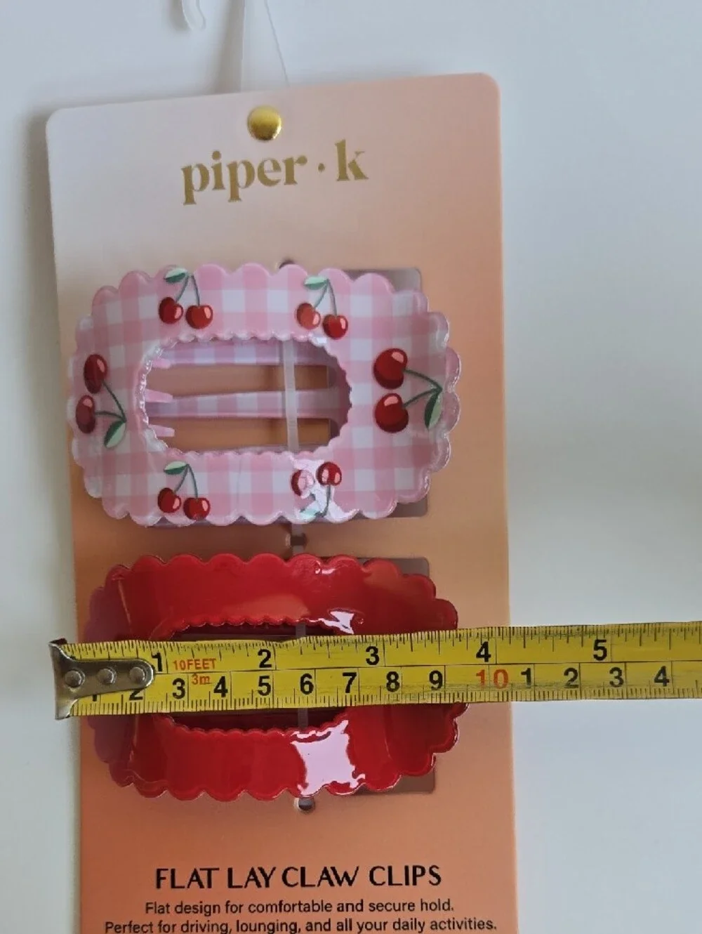 piper.k Cherry Pink & Red Flat Lay Claw Clips NWT🍒